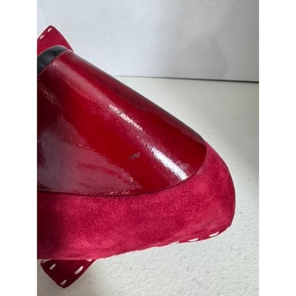 "FRANCO  SARTO" Mary Jane Red Suede Dorothy Oz Wedge Heel Rockabilly Swing - Picture 7 of 16